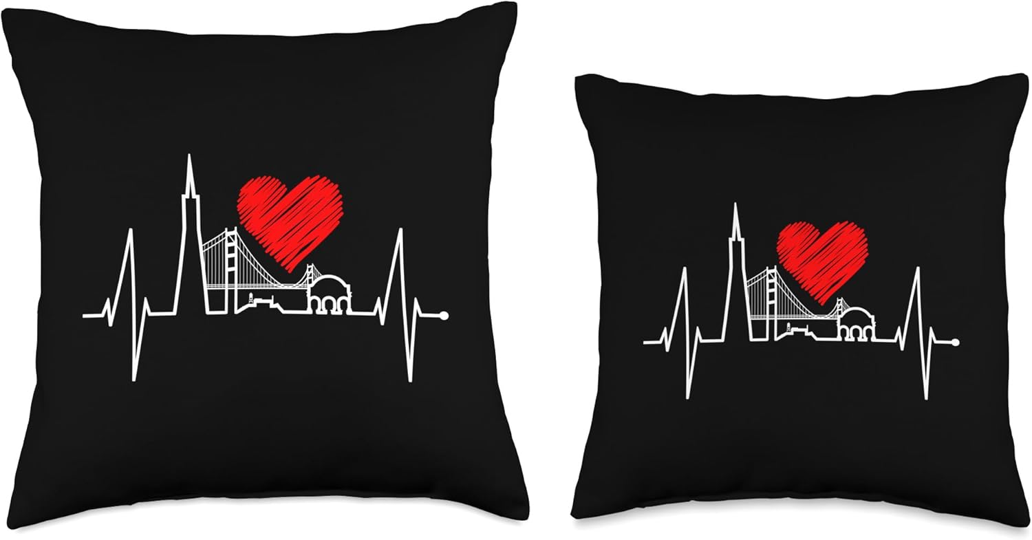 San Francisco Skyline Heartbeat California USA San Francisco Throw Pillow