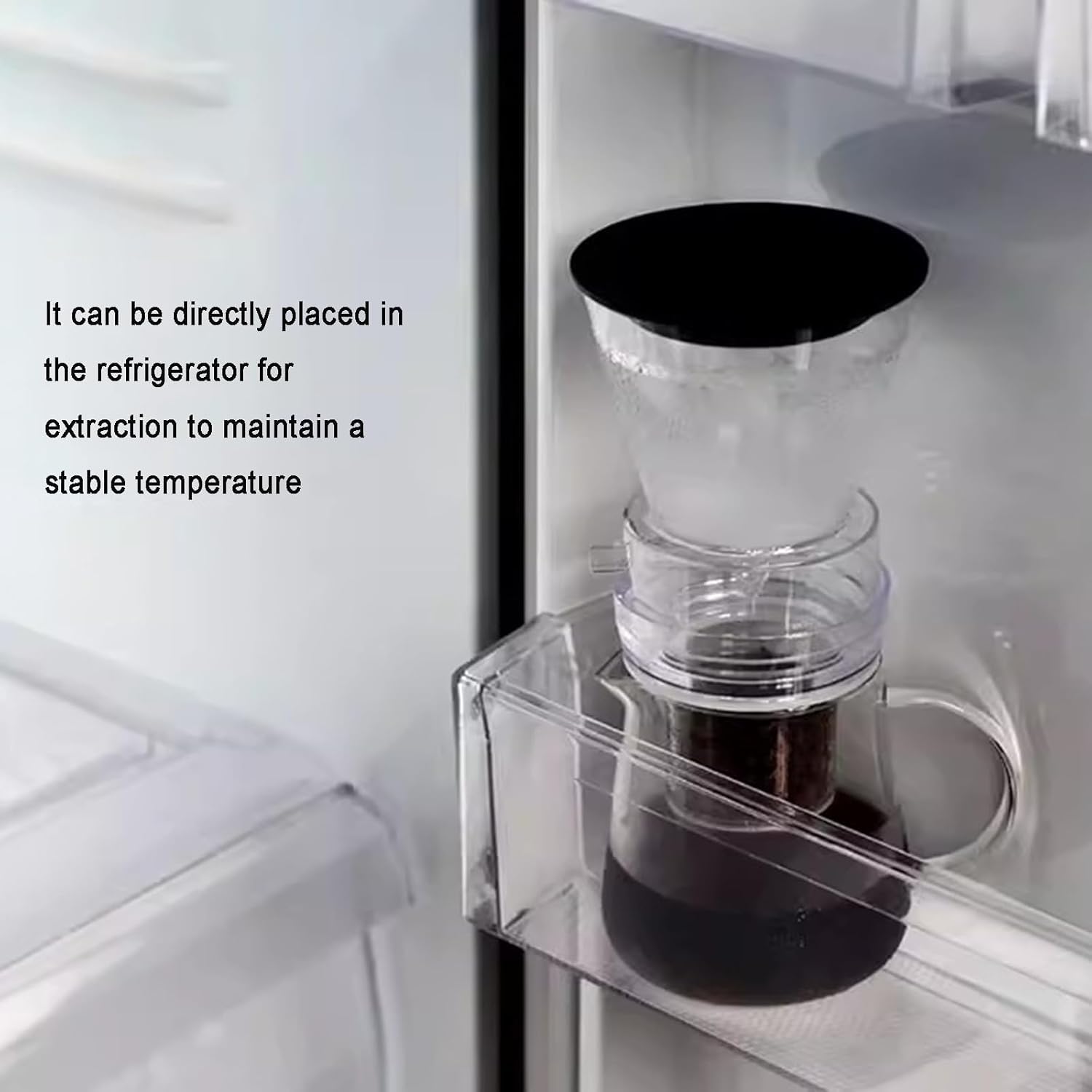 Cafetera de goteo frío, diseño desmontado de 600 ml, flujo de agua ajustable, prepara 1-3 tazas, ideal para el hogar y bares