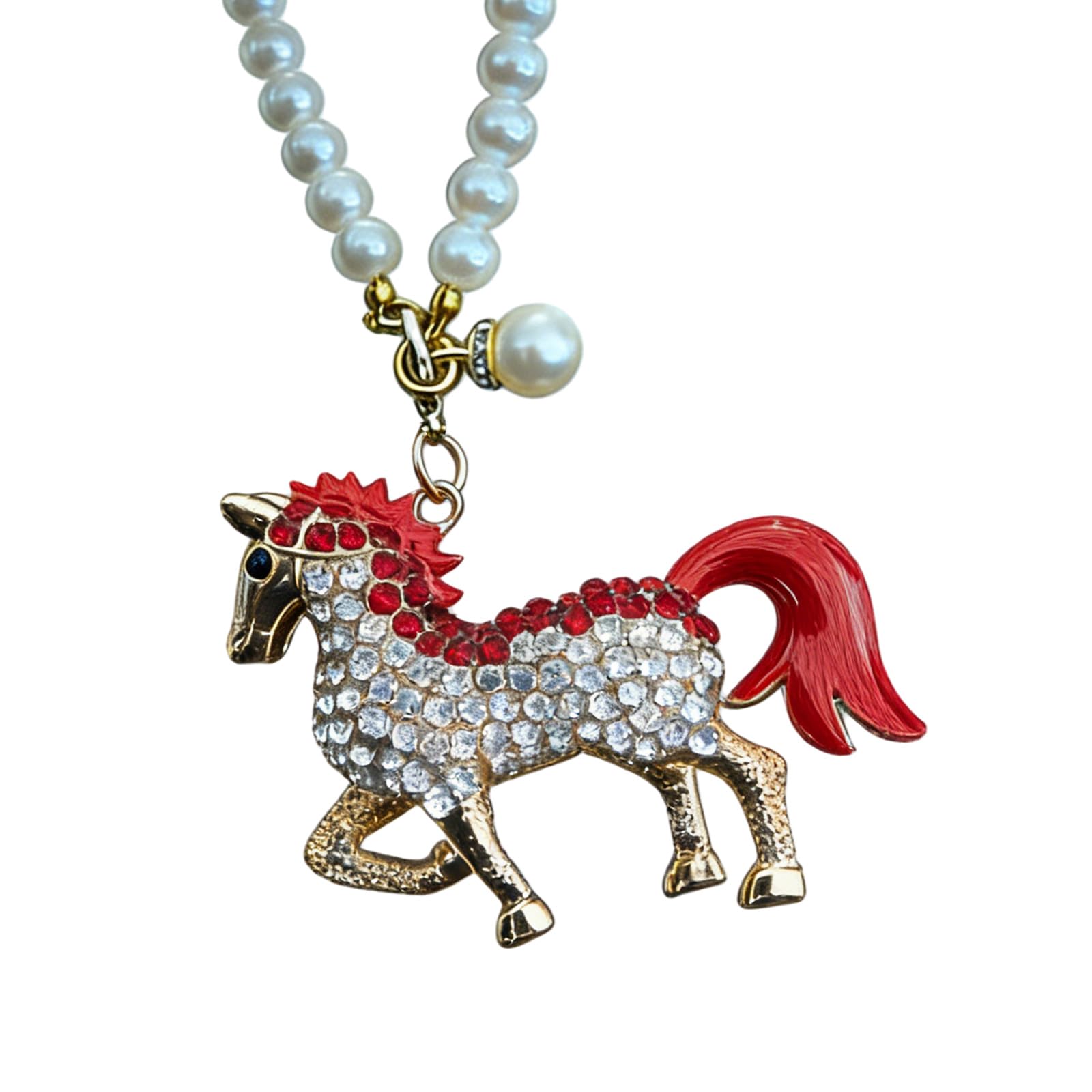 Adorable Miniature Horse Ornament Alloy Construction Sparkling Rhinestones Horse Hanging Charm for Vehicle Interior Decoration Rearview Glass Ornament