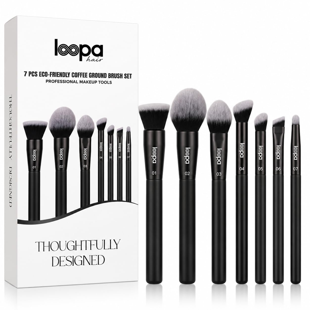 Set di 7 pennelli da trucco professionali per viso e occhi