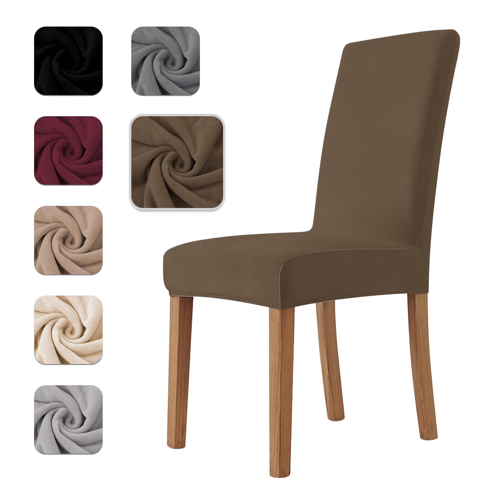 Housse de Chaise 6 Pièces in Velours Extensible,Housse Chaise Salle à Manger Universel Cuisine Salon Extrêmement Doux Confortable Anti-Griffures -Taupe