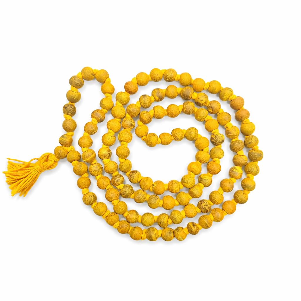 Natural Haldi Mala | Pure Turmeric Beads Japa Mala with Tassel | For Pooja, Meditation & Spiritual Use-image-40