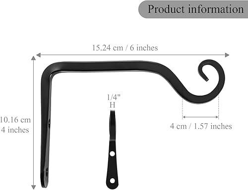 Miniatura 2 de Paquete de 2 colgadores de plantas de 6 pulgadas para interiores y exteriores, ganchos de pared decorativos para plantas, comederos de pájaros,