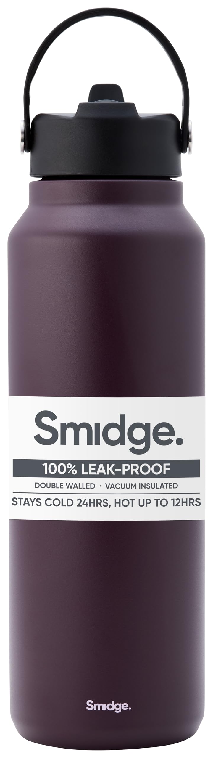 Smidge Large Insulated Water Bottle 1.2L Autumn Berry – BPA-Free Stainless Steel Reusable Flask with Sipping lid, Leakproof, Vacuum Sealed for Hot & Cold Drinks