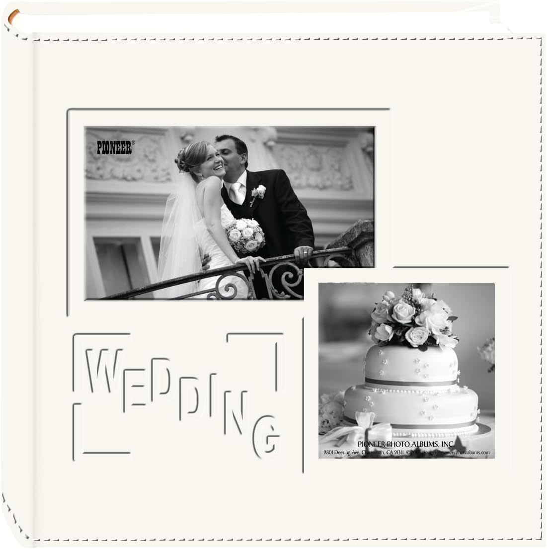 Pioneer Photo Albums Wedding Embossed Leatherette Frame Cover Photo Album 200 Pockets Hold 4"x6" Photos, Ivory White