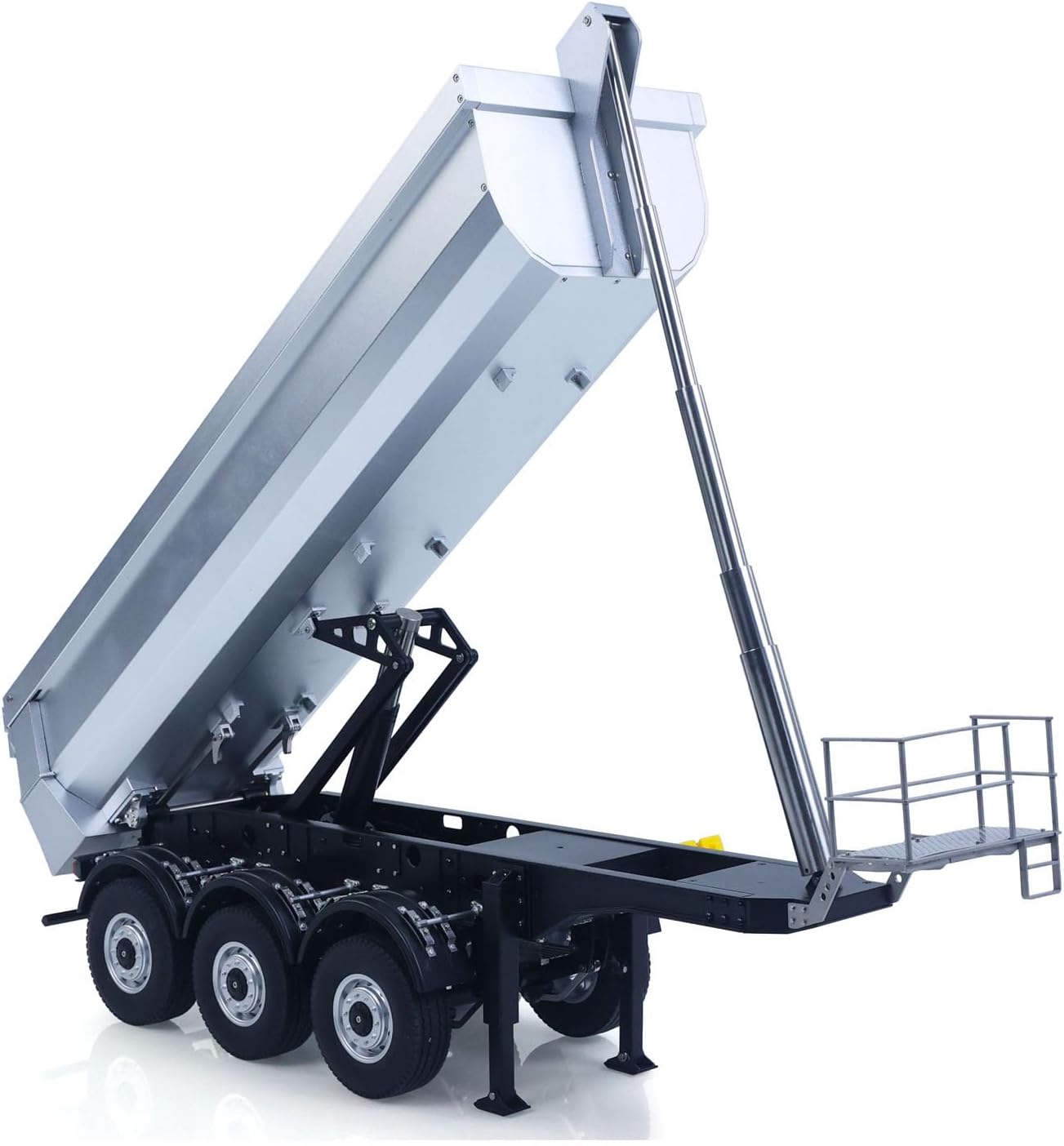 US in Stock, 26.1Inches KABOLITE 1/14 Metal Radio Control Semi Trailer Dumper Electric Lifting for RC Tractor Truck SC 770S Light Support Leg Hobby Grade Model Parts(Silver)