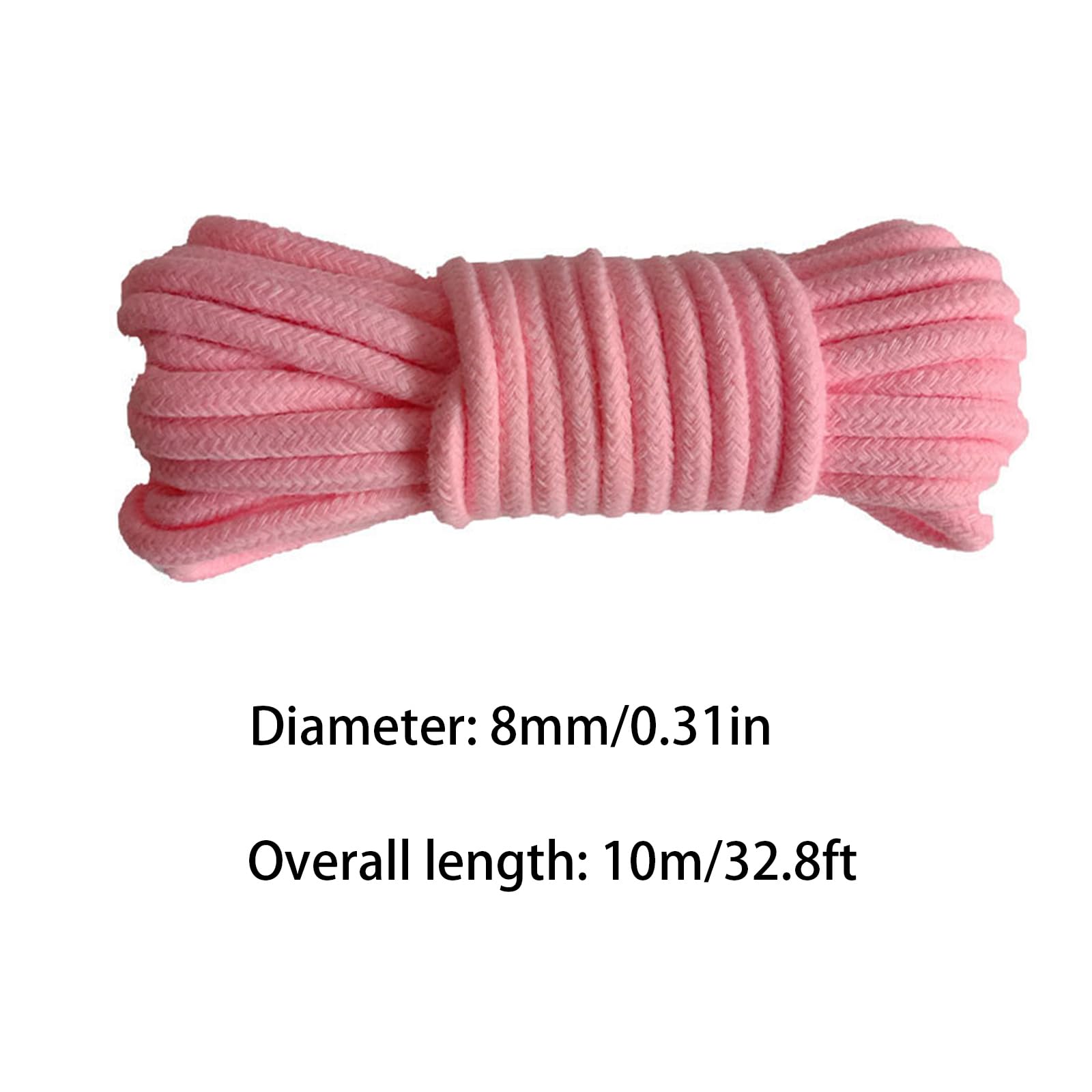 4 Piezas Cordón Retorcido de Algodón Grueso, 10 Metros de Largo, 8 mm de Espesor, Cuerda Trenzada para Tender Ropa, para Acampar, Jardinería, Canotaje, Tirar de la Cuerda, Mascota, Escalada (Rosa)