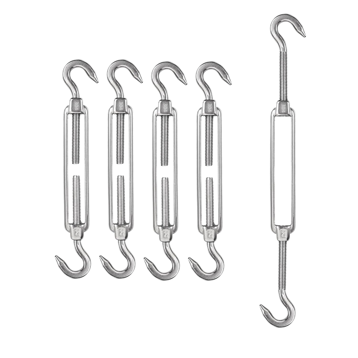 Turnbuckles, Hook x Hook Turnbuckles (CC Type), PIUM 4Pcs M6 Stainless Steel Turnbuckles, 1/4" Heavy Duty Turnbuckles for Sunshade Railing, Fencing,