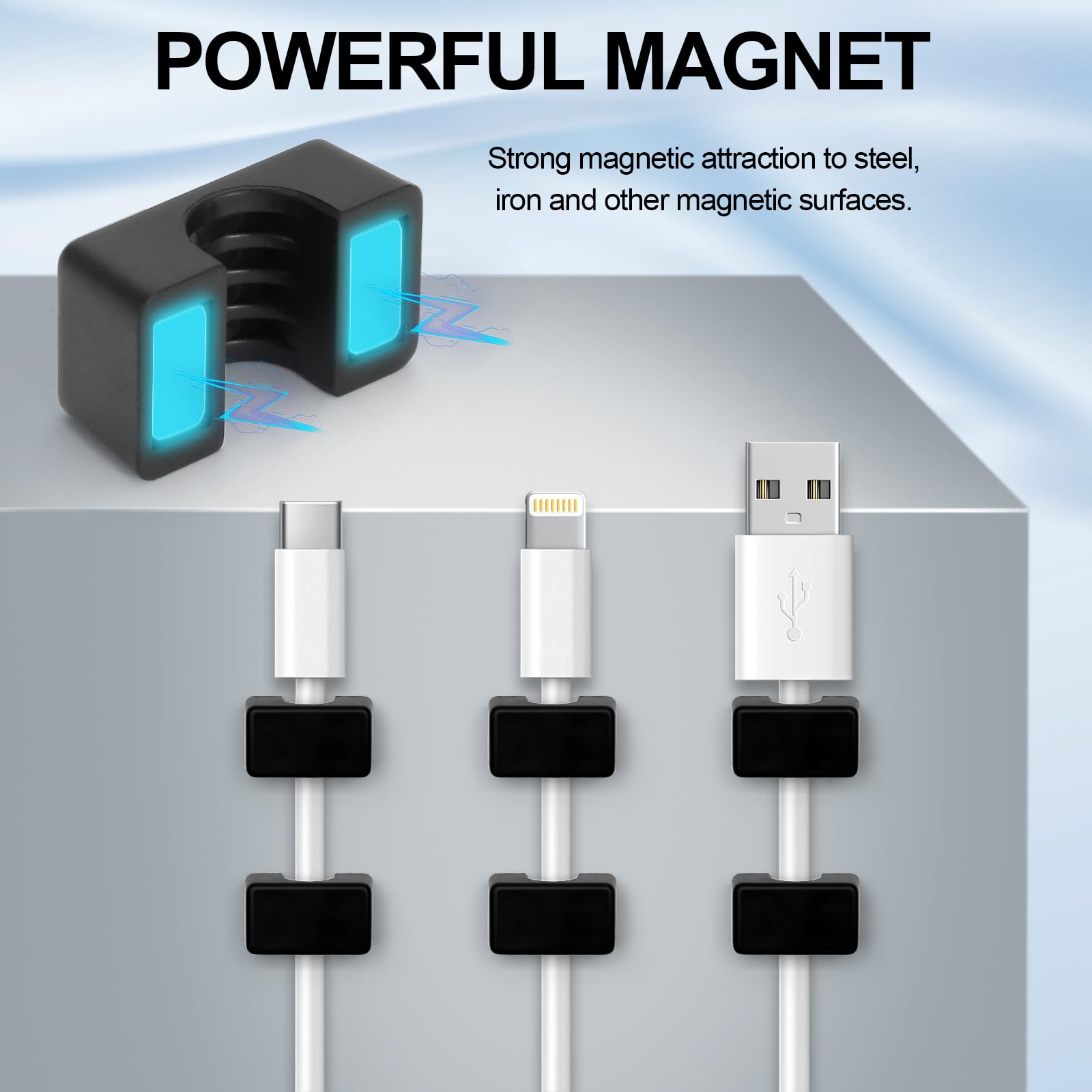 Magnetischer Kabelhalter, Kabel-Clips – starkes Magnetdraht-Management für Büro, unter dem Schreibtisch, Nachttisch, Auto, Küche, wiederverwendbare Schreibtisch-Kabel-Organizer, 10 Stück