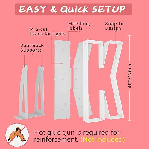 Vista 231 de Marco de números iluminados de 4 pies precortado, números de marquesina gigante, números 7, números de mosaico para globos, decoraciones de Número