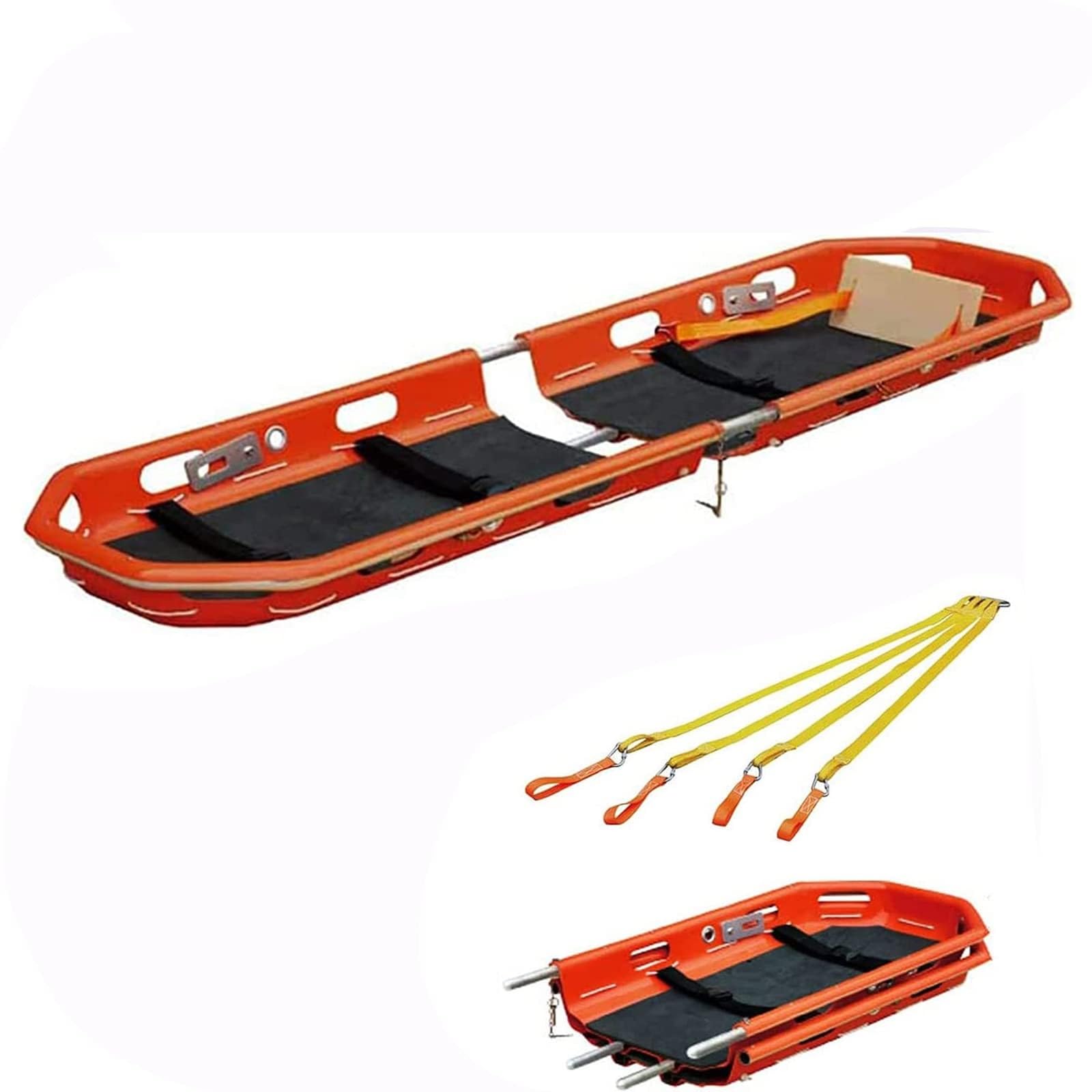 SGKOMN Rescue Basket Stretcher, Medical Stretcher, Detachable Fire Rescue Stretcher with Lifting Bridle, Rescue Boat Stretcher, Weight Capacity 350 lbs, for Emergency, Orange