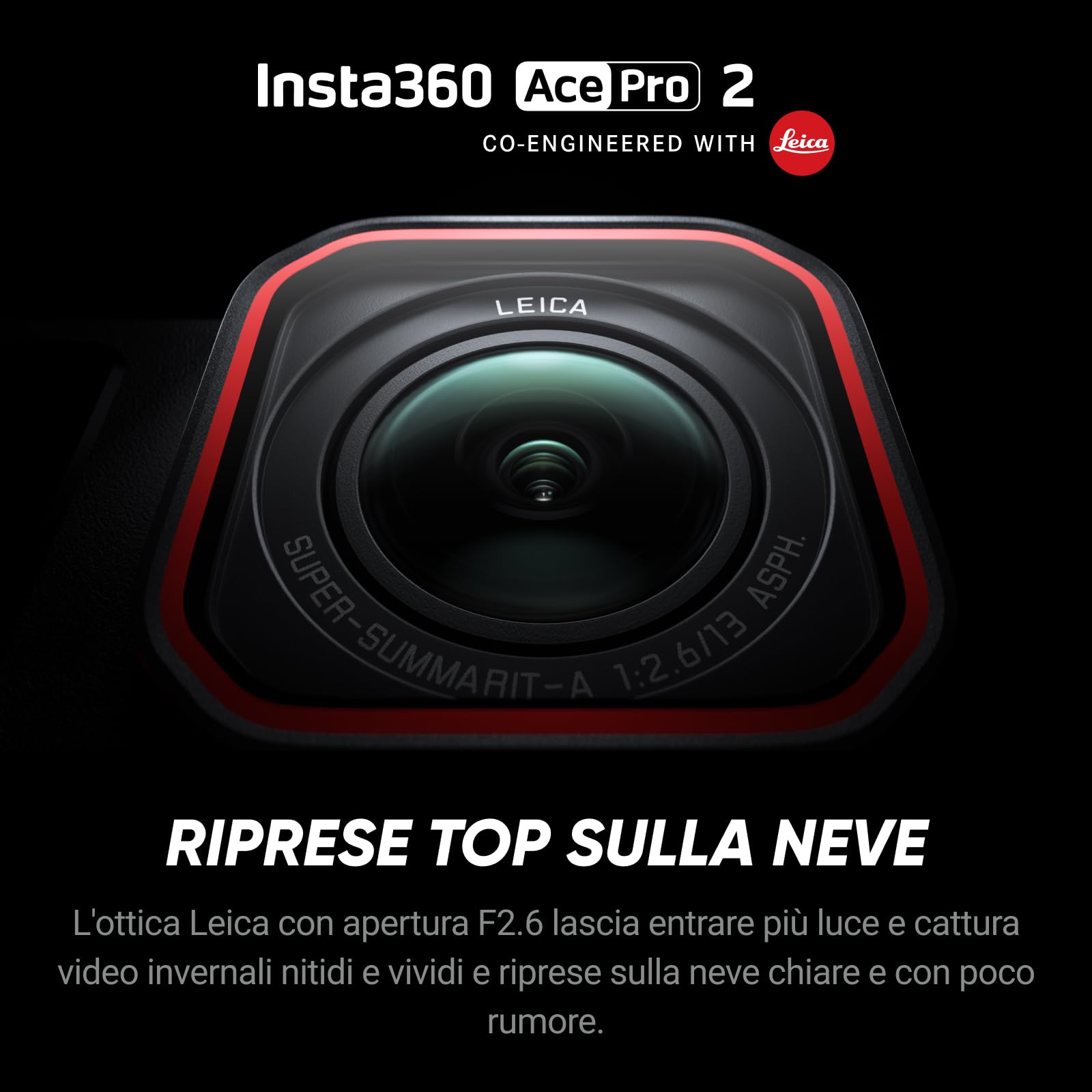Insta360 Ace Pro 2 Pack Sci - Action Cam Impermeabile in 8K co-ingegnerizzata con Leica, sensore 1/1.3", doppio chip IA, superba in bassa luce, audio superiore.