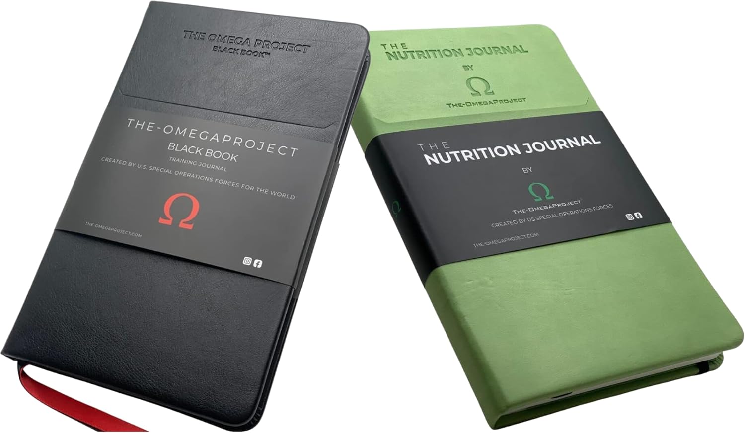 The-OmegaProject - Lift and Cut Power Pack - The Black Book Fitness Journal and The Nutrition Journal together