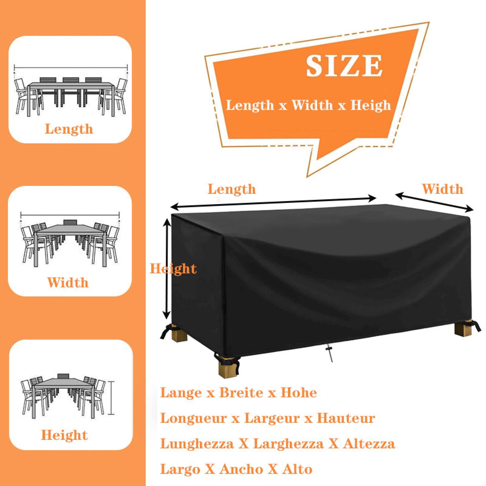 Housse de protection imperméable pour meubles d'extérieur - 340 x 105 x 85 cm - Pour canapé et table de jardin - Résistante aux UV - Sac de rangement