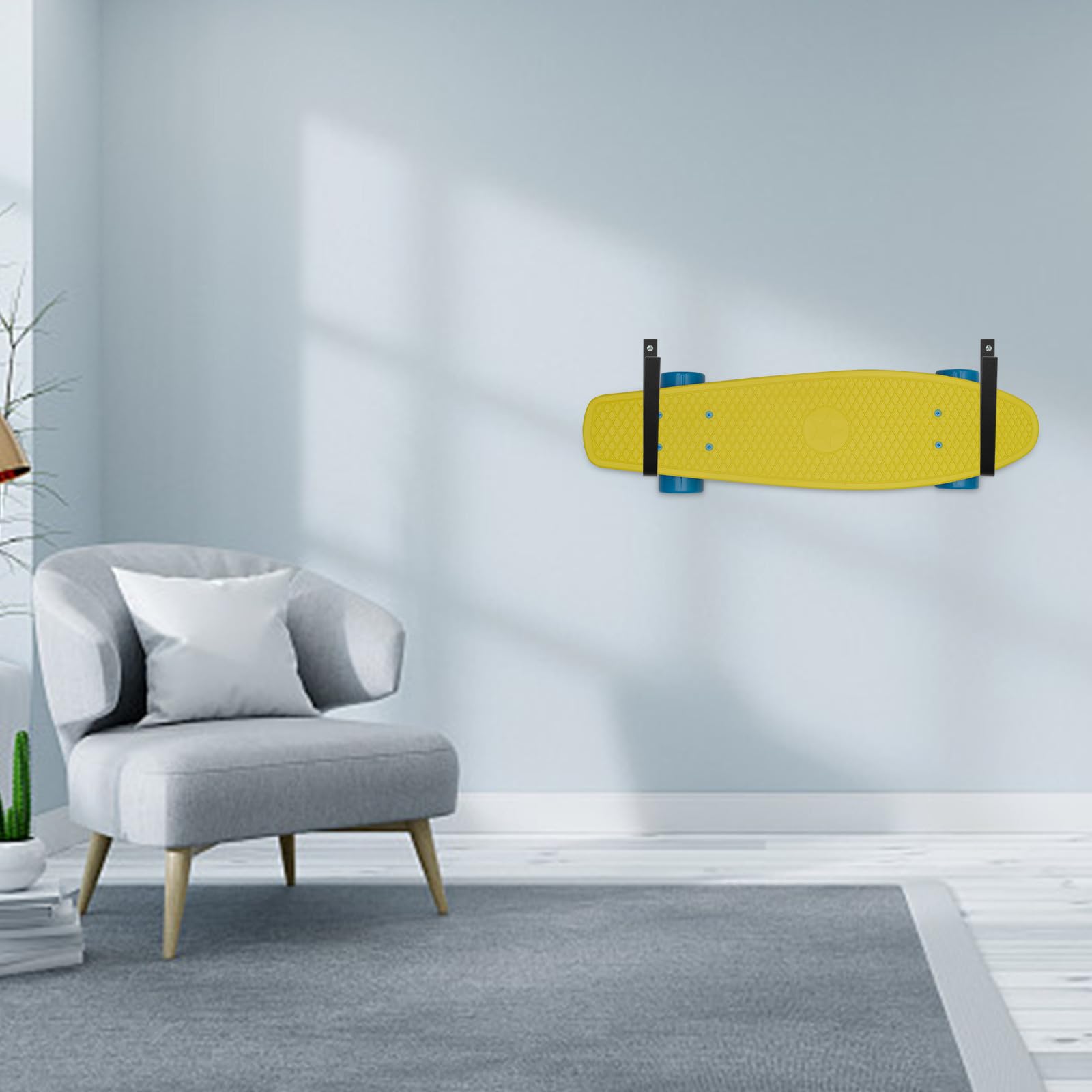 Robuster Skateboardständer aus Kohlenstoffstahl mit Wandhalterung 2 Stück Haken zur Sicheren Aufbewahrung von Skateboards und Musikinstrumenten im Haushalt