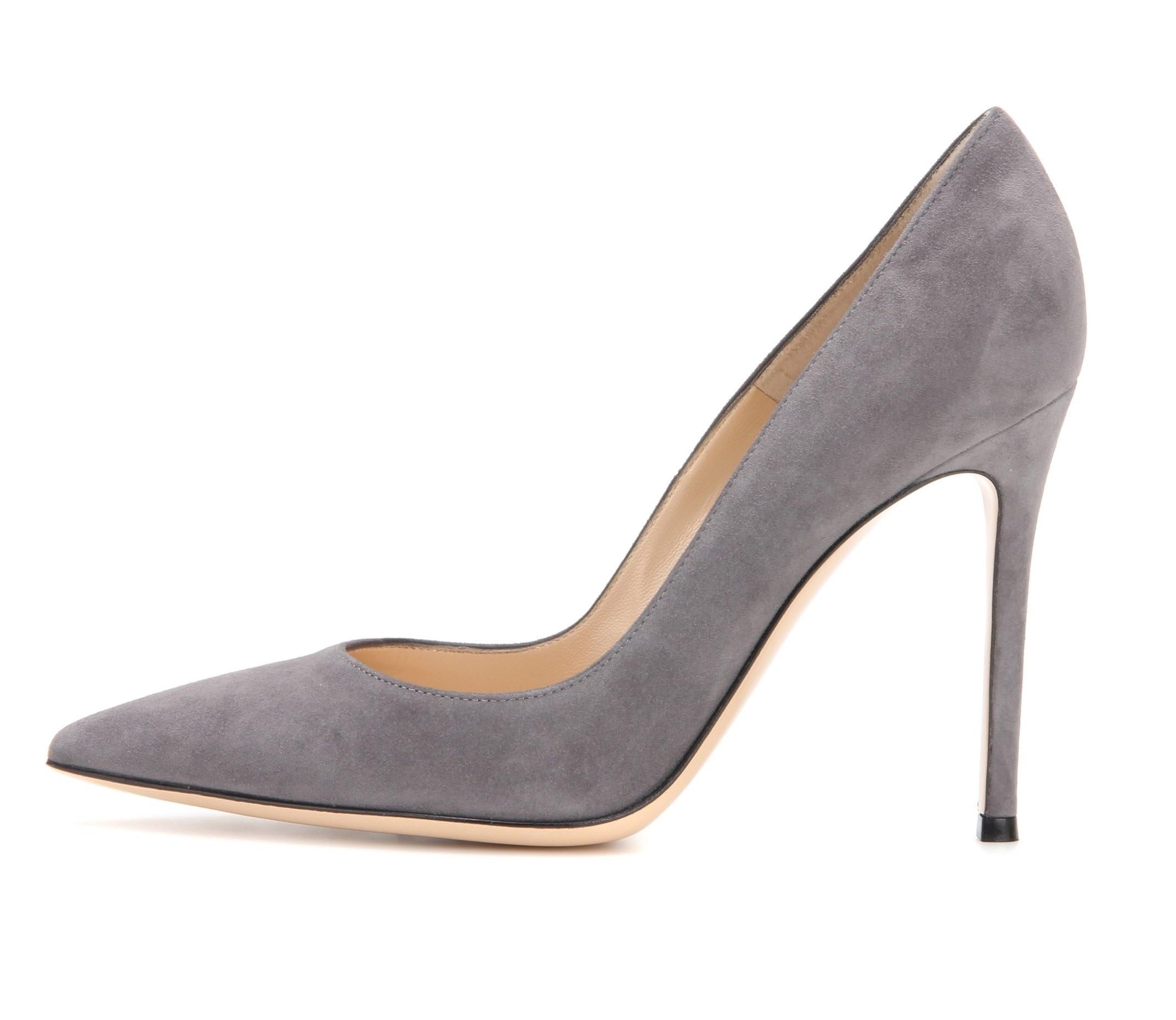 SAMMITOP Women's Pointed Toe High Heel Pumps 10cm Classic Suede Stiletto Shoes