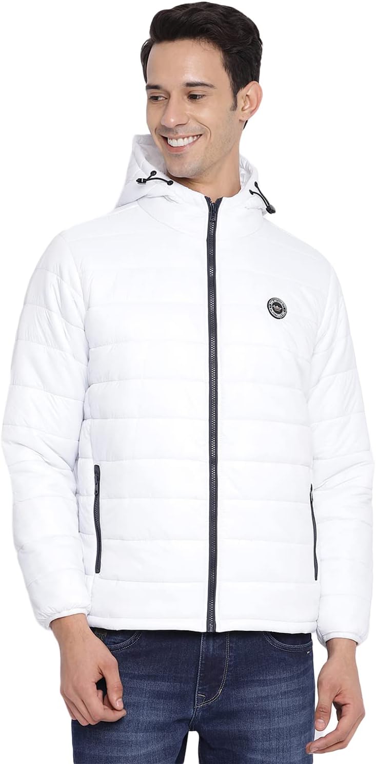 CantabilMen Solid White Hooded Jacket (MJKT00104_WHITE), White, 48