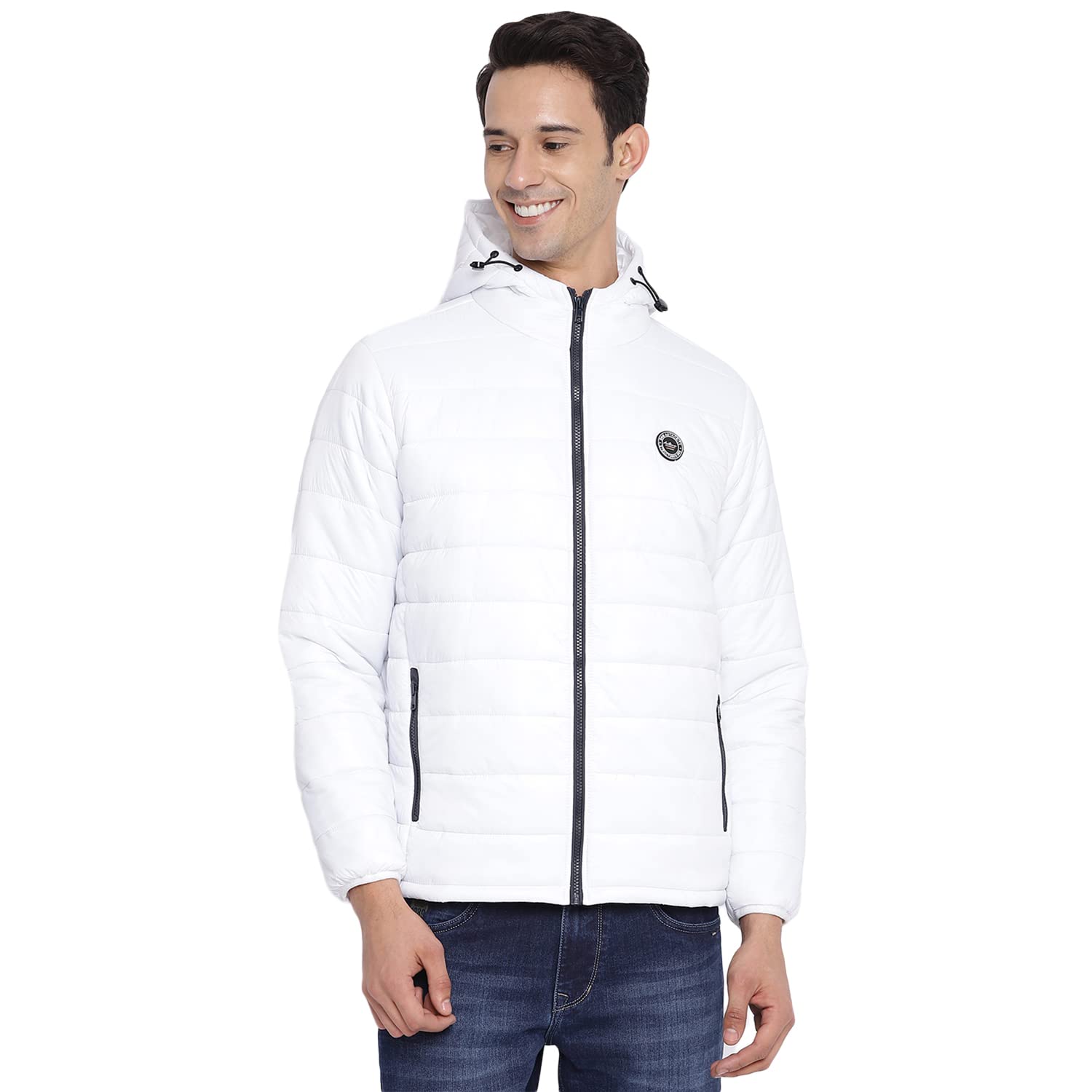 CantabilMen Solid White Hooded Jacket (MJKT00104_WHITE), White, 48