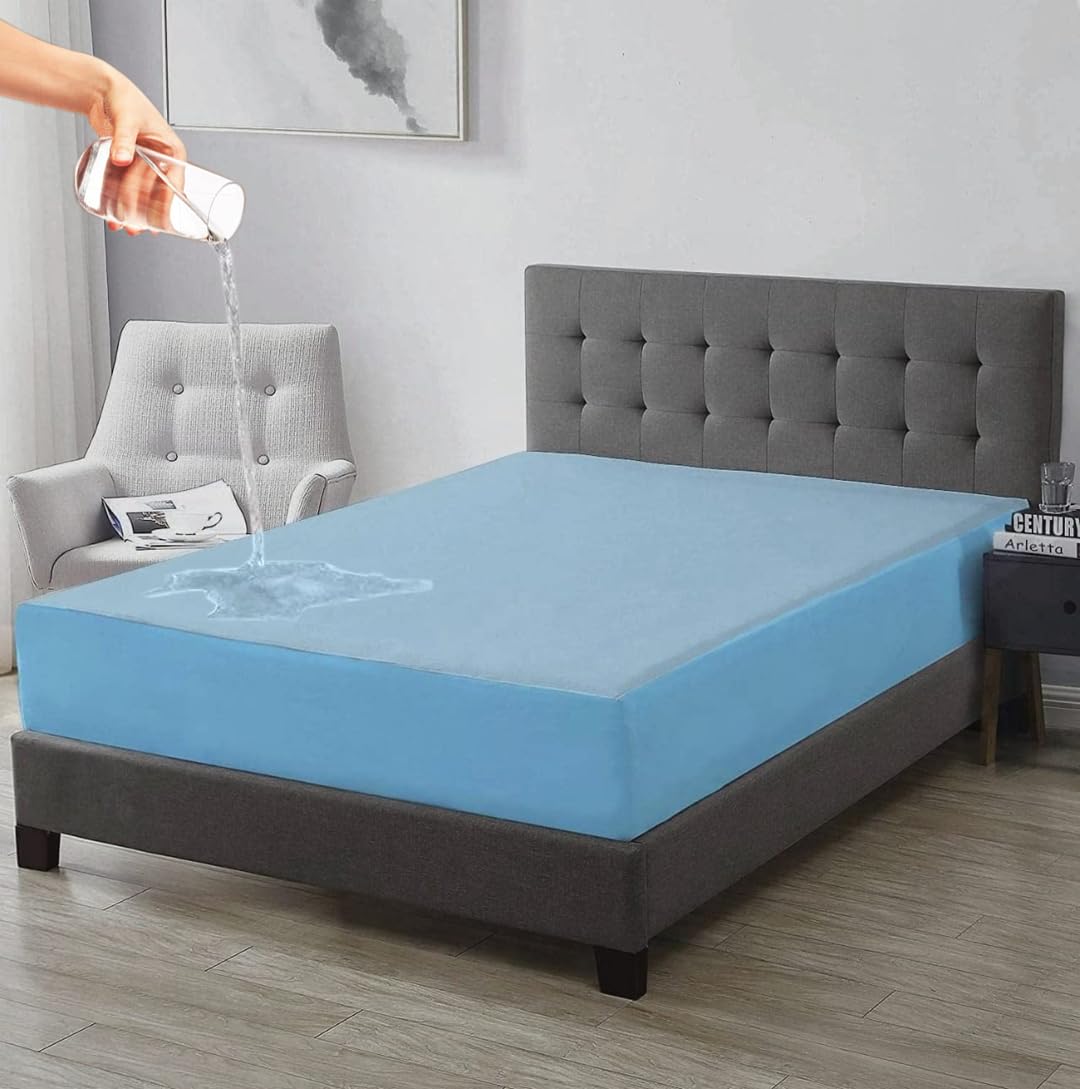 Trance Home Linen Premium 220 GSM+ 72"x36" Single Bed Size Cotton Terry Waterproof Mattress Protector | Elasticated Fitted Non-Toxic Bed Protector | Single Bed Mattresses Cover 72x36 inch, Sky Blue (B01MS2H9UQ) Amazon Price History, Amazon Price Tracker