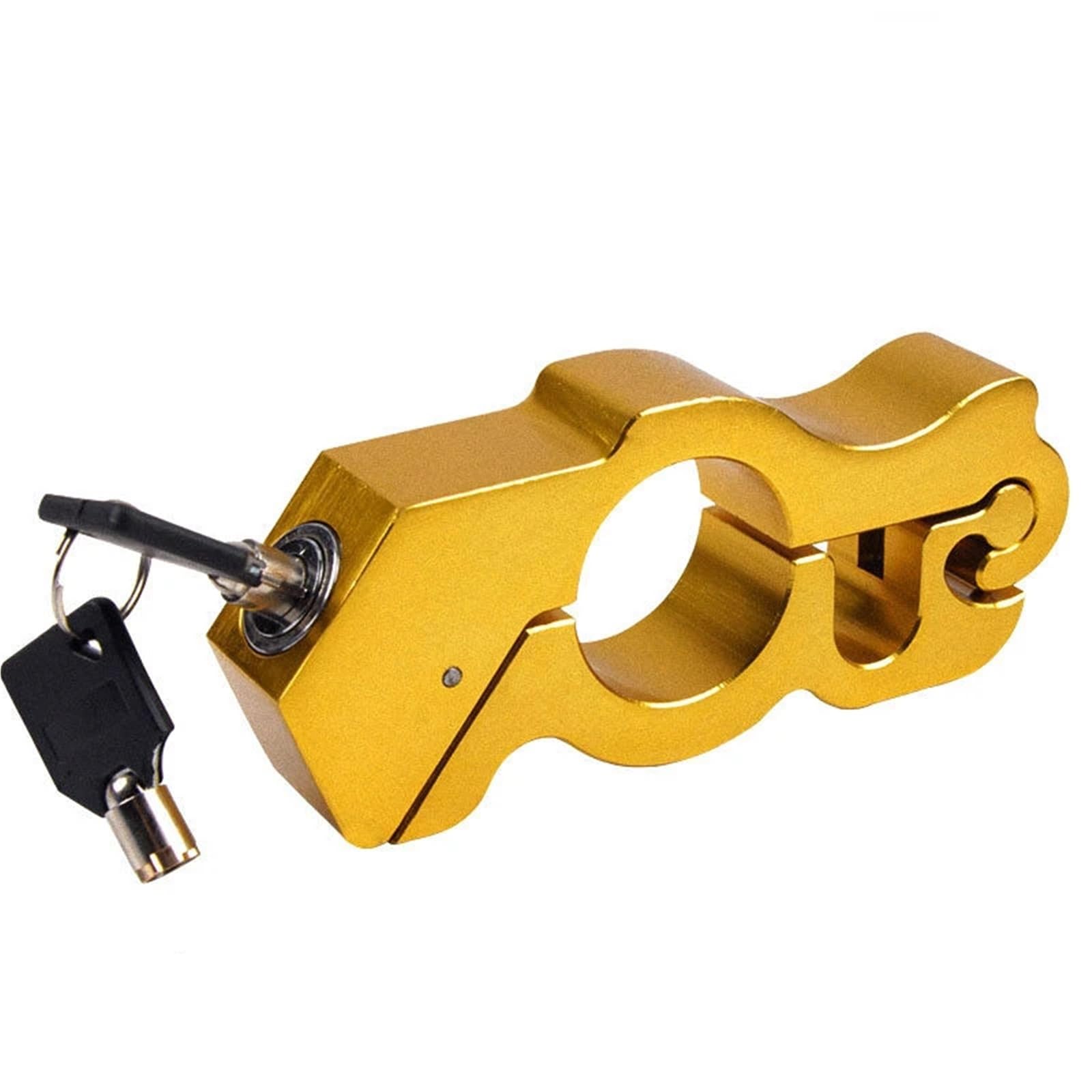 Hdrtcbu Gold Chain Lock Motorcycle Modified Handlebar Lock Helmet Anti-Theft Electric Vehicle Dirt Bikes Aluminum Alloy Fixed Horn Motorbike Lock(Gold)