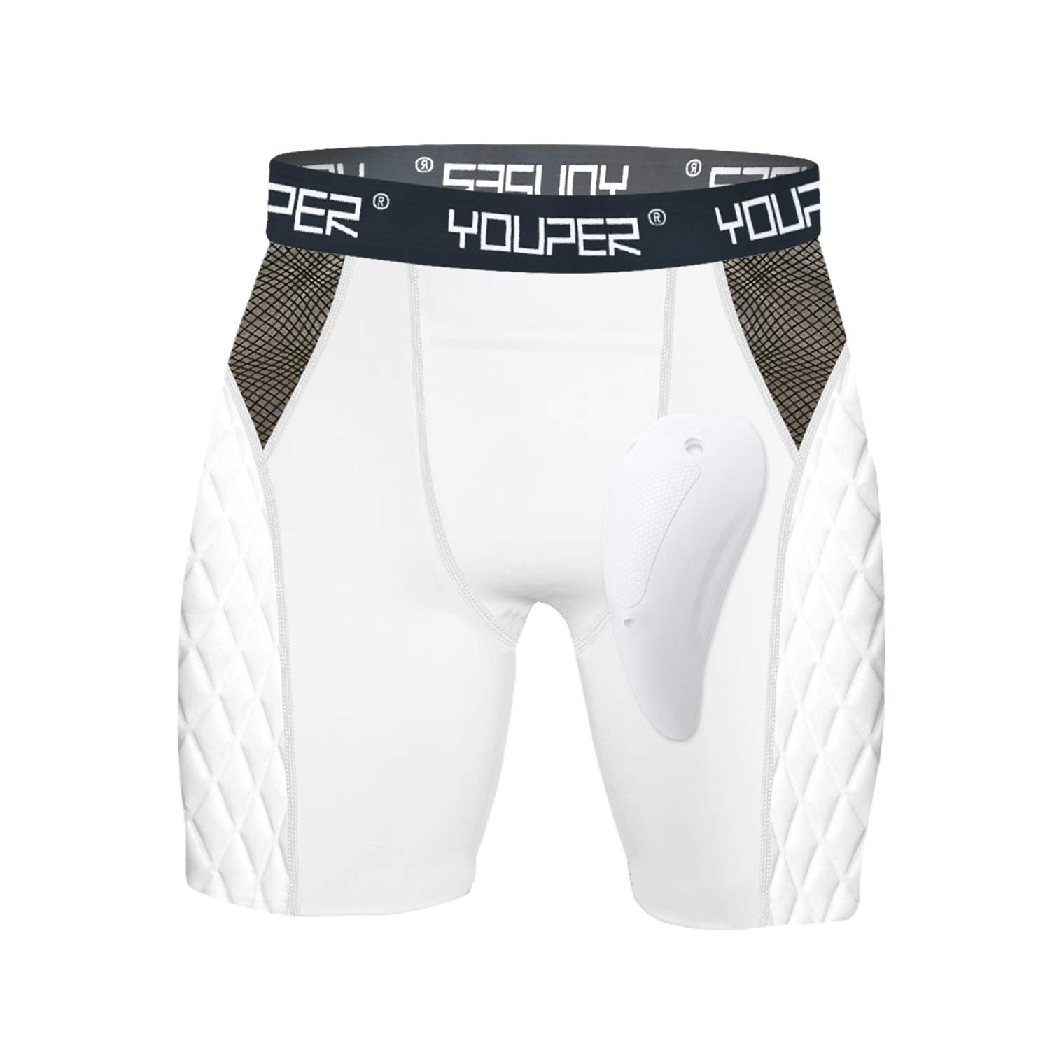 YouperAdult Elite Compression Padded Sliding Shorts w/Cup Pocket for Baseball, Football