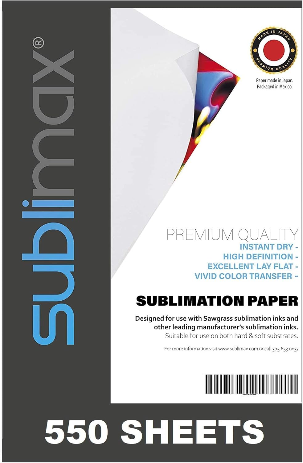 Sublimation Paper 8.5x11 (550 Sheets) INSTANT DRY - NO SMUDGING - For Sawgrass printers - Great for sublimation Mugs Tumblers, Chromaluxe, Unisub blanks