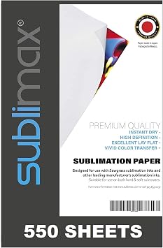 Sublimation Paper 8.5x11 550 Sheets INSTANT DRY - NO SMUDGING - For Sawgrass printers - Great for sublimation Mugs Tumblers, Chromaluxe, Unisub blanks