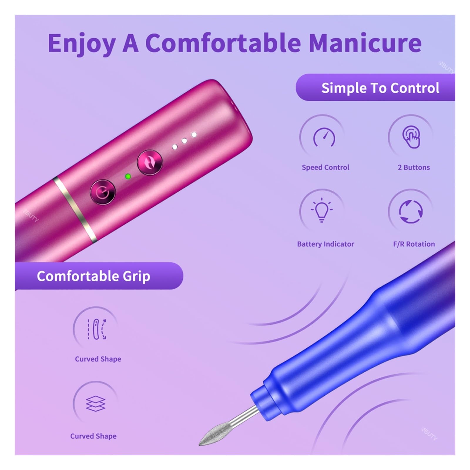 Trapano Elettrico for Unghie, levigatrice for Unghie 30000 RPM for Unghie in Gel Acrilico, Strumenti Portatili for lucidatura Pedicure for Manicure