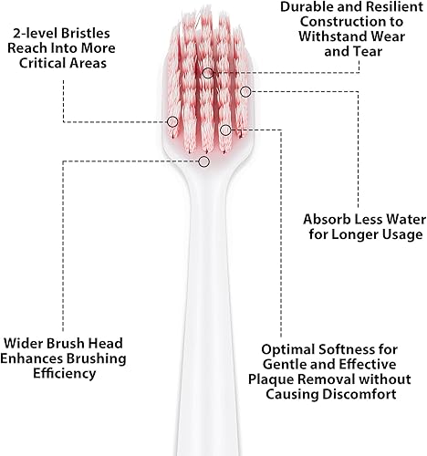 Miniatura 2 de Cepillos de dientes extra suaves para adultos, cepillo de hilo dental de cabeza ancha, cerdas cónicas, cepillos ultra limpios, cepillo de dientes de