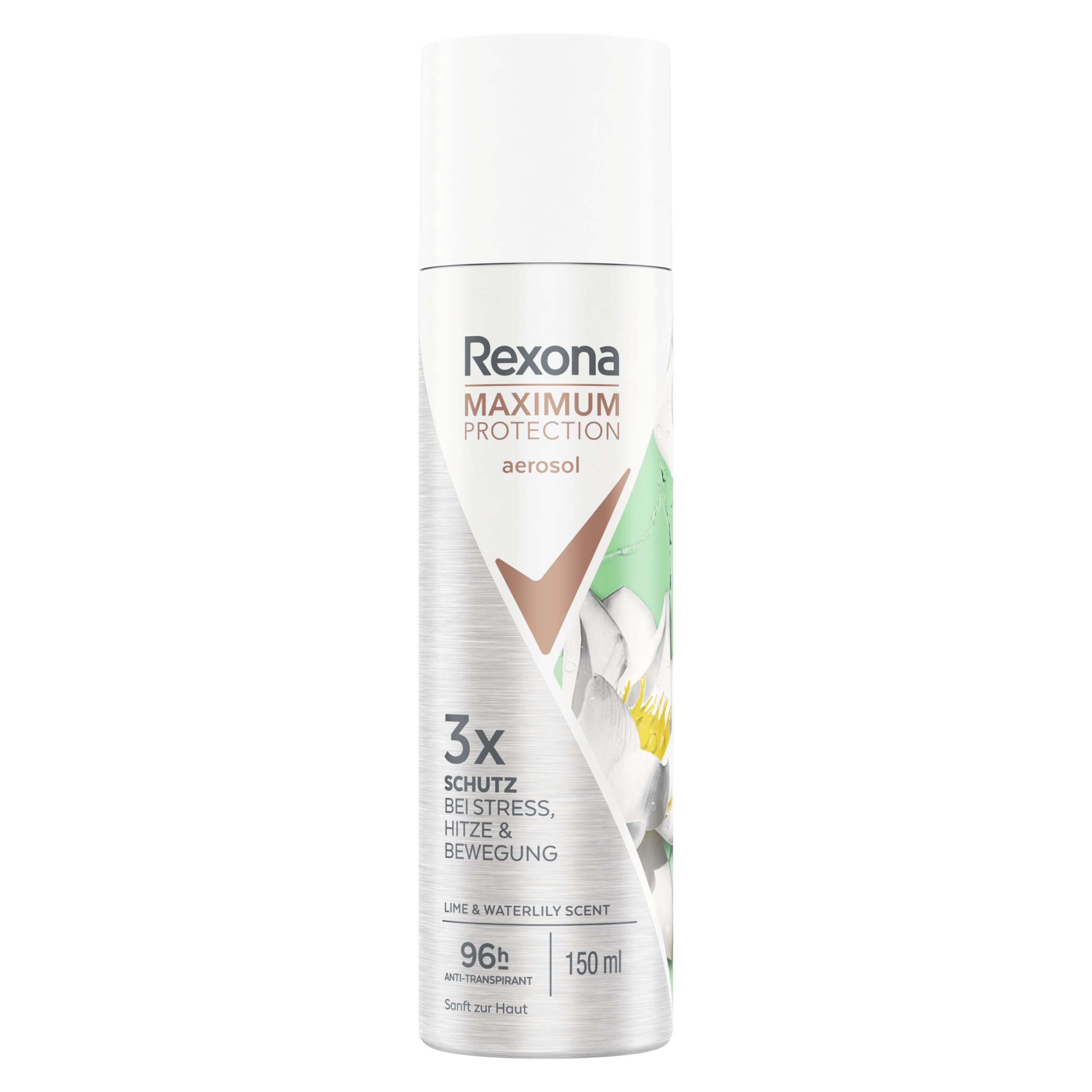 Rexona Maximum Protection Lime & Waterlily Scent antyperspirant z 96-godzinną ochroną przed potem i zapachem ciała, 150 ml
