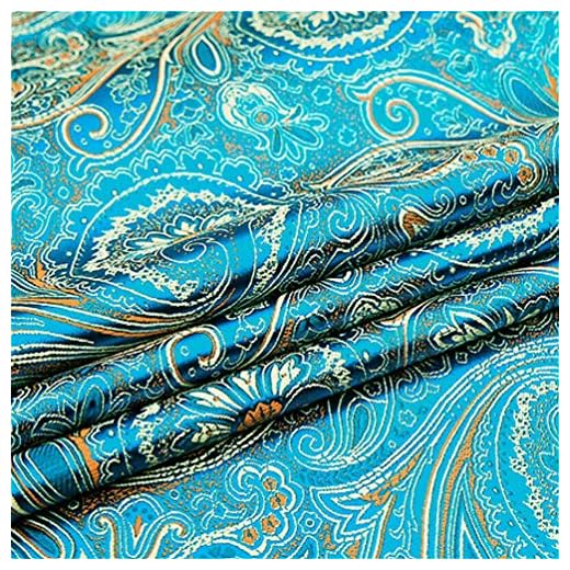 Tela De Saten Paisley Brocado Tela Vintage Estampado Floral Paño Para Coser Acolchado Ropa DIY Manualidades Decoración Bolsa Traje Mantel Kimono Paño De Envoltura Tapicería Acentos D(Color:10 BLUE)