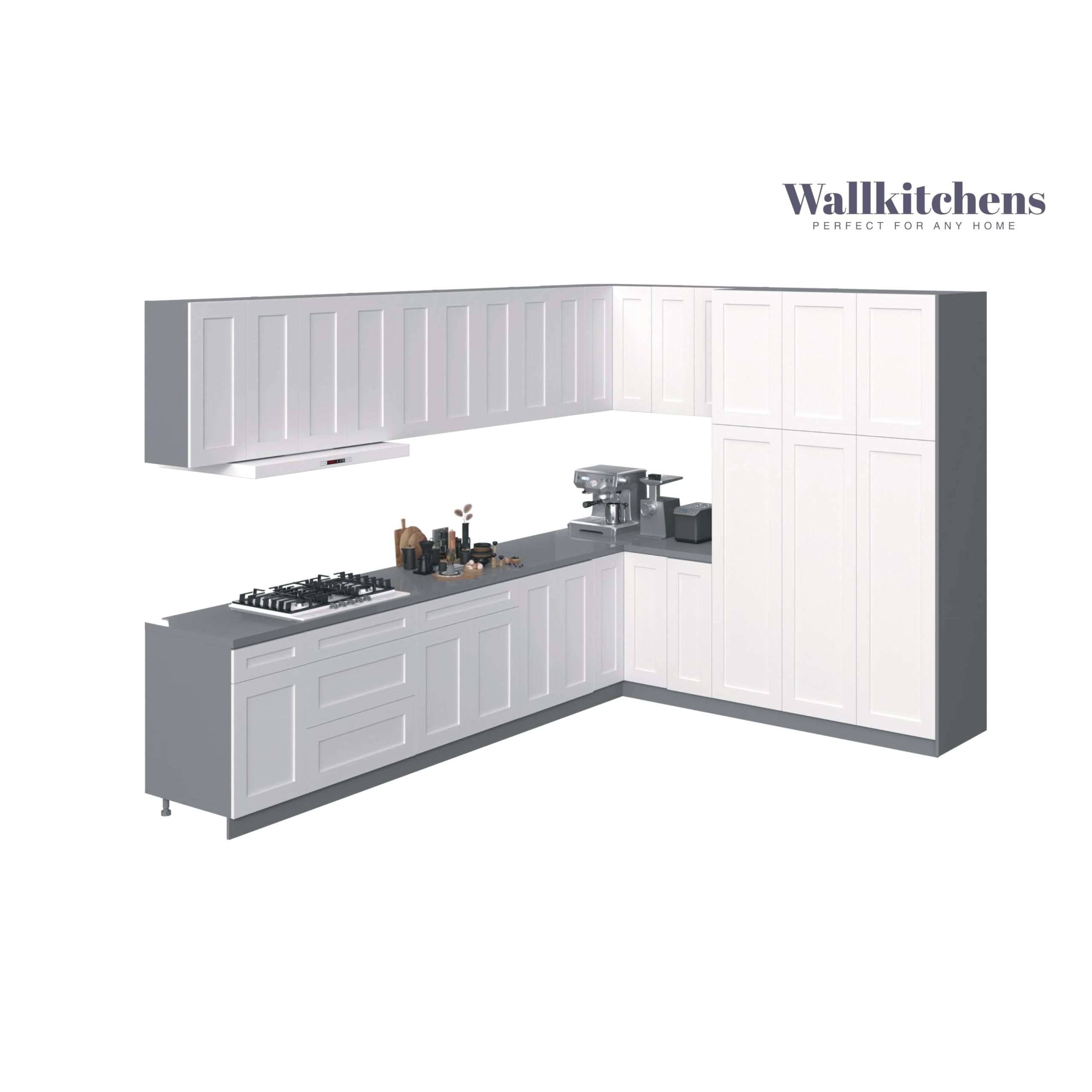 Kitchen Timeless Collection White Matte Color Base Size 12Ft Wide, Large