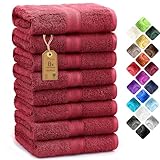 NatureMark 8 Handtücher Set - 100% Baumwolle - Saugfähige und langlebige Handtücher, Größe 50×100 cm, Bordeauxrot