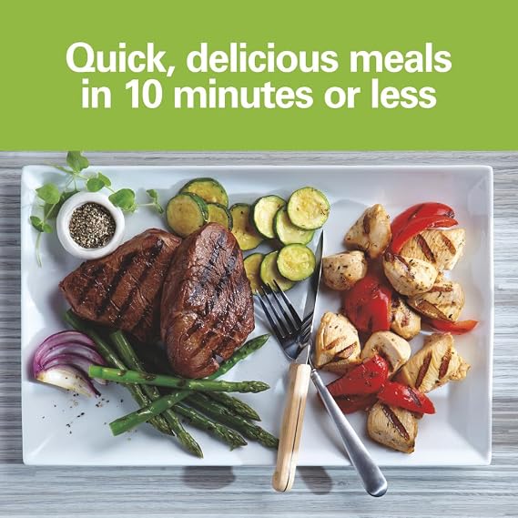 Hamilton Beach Electric Indoor Grill, 6-Serving, Large 90 sq. in. Nonstick Easy Clean Plates, Floating Hinge for Thicker Foods, 1200 Watts, 6.38D x 12.68W x 13.78H , Silver (25371)