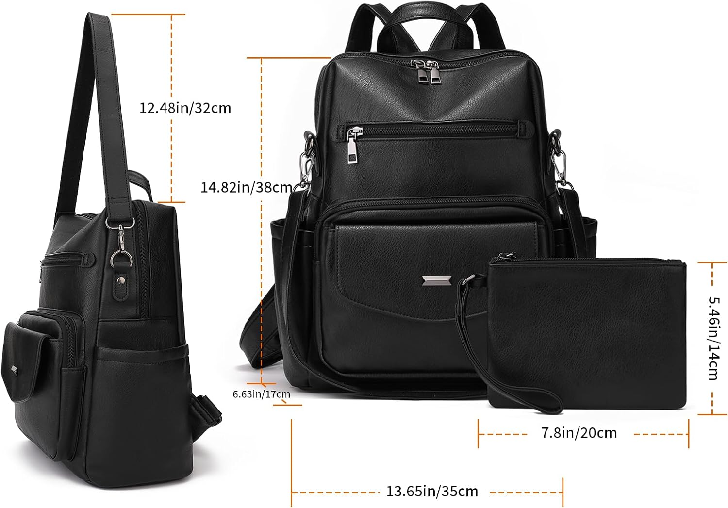 GAEKEAO Backpack Purse for Women Leather Fashion Designer Ladies Shoulder Bags Travel Backpack Convertible Satchel Bag With Wristlet - Image 4