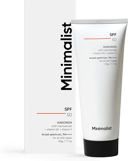 Minimalist Sunscreen SPF 50 PA++++ | Clinically Tested in US (In-Vivo) | Lightweight with Multi-Vitamins | No White Cast | Broad Spectrum | For Women & Men | 50g