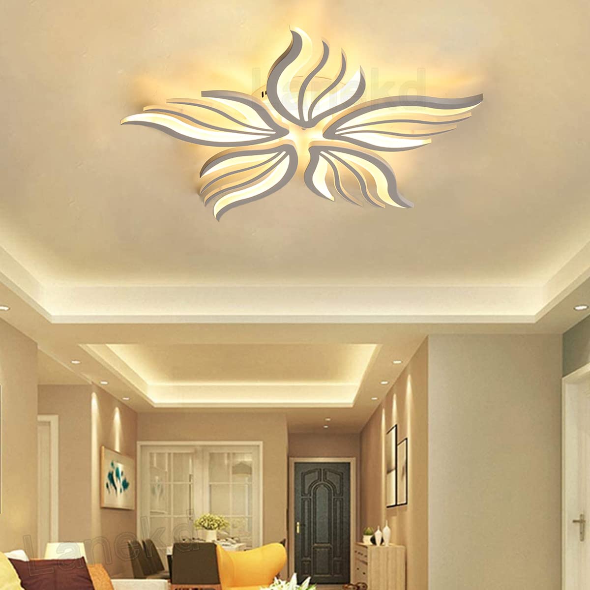 Ceiling Lights Living Room Bedroom Lighting LED Dimmable Ceiling Light Fixture Flush Lamp Flower Shape Design with Remote Control Acrylic Shade Chandelier for Lounge Kitchen Islands Dining Room