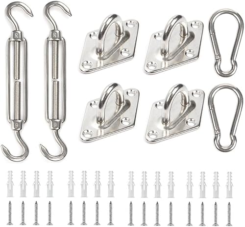 M6 - Juego de accesorios para toldo de alta resistencia, kit de accesorios de acero inoxidable para jardín, triángulo y cuadrado, rectangular,