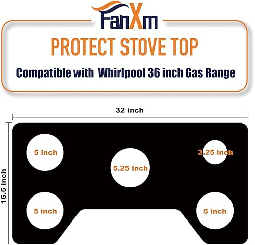 Miniatura 2 de Whirlpool - Protectores de estufa de 36 pulgadas, protectores de estufa de gas, diseño de pieza completa, lavable, WCG51US6, WCG55US6, WCG97US6,
