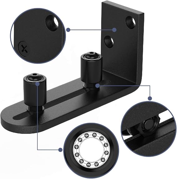 WINSOON Black Big Wheel 11FT Single Sliding Barn Door Hardware Kit with Adjustable Double Roller Barn Door Floor Guide