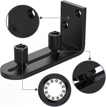 WINSOON Black Big Wheel 11FT Single Sliding Barn Door Hardware Kit with Adjustable Double Roller Barn Door Floor Guide
