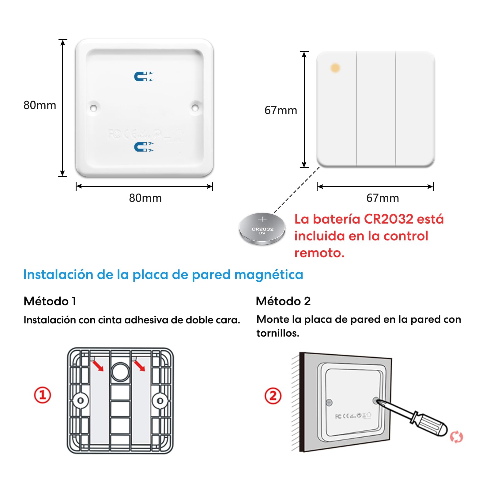 Interruptor de Luz Inalámbrico LoraTap, Mando a Distancia y 3 Receptor de Relé 10A, Interruptor Inalámbrico de Pared a 3 Gang para Lámparas y Electrodomésticos, RF Control Remoto de hasta 200m