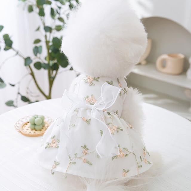 Foto 4 de 5 de Vestido para perro, vestido de princesa para perro, falda para cachorro, falda de encaje bordado brillante