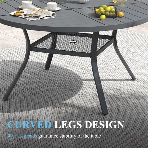 Image of VICLLAX Patio Table and Chair Set of 4, All Weather Metal Round Outdoor Dining Furniture Set-40.6 inch Round Outdoor Table and Chairs, Grey Tabletop