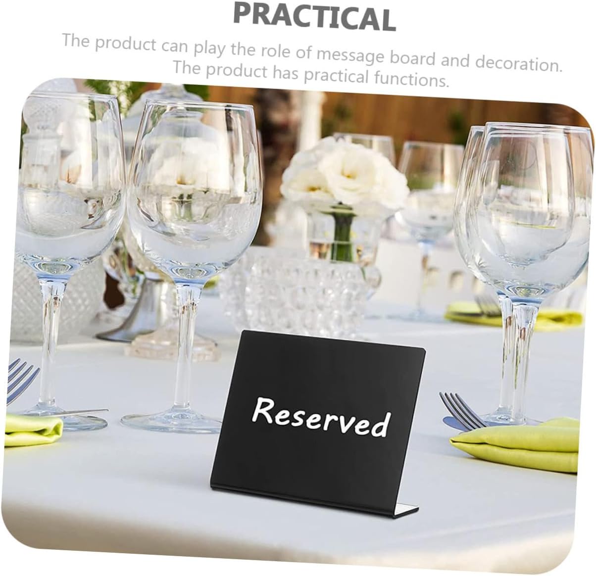 POPETPOP Acrylic Chalkboard Message Board Set with 12 Black Desktop Writing Boards and 1 Chalk Marker, Small Blackboard Sign for Wedding Party Tabletop Decoration and Home Counter Display