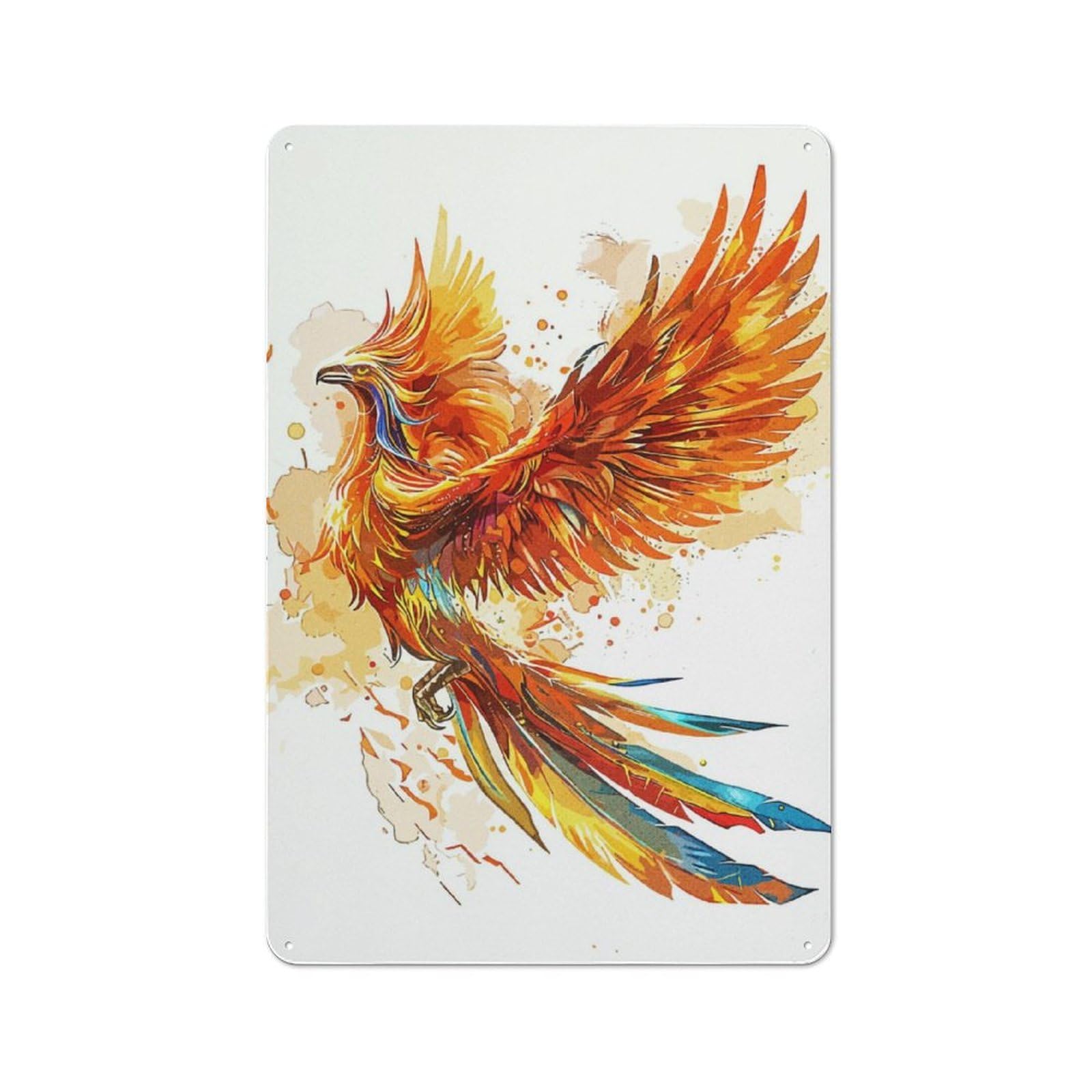 Junmoney Phoenix Painting Tin Wall Sign 30X20cm, Country Style Bistro Wall Plaque For Coffee Bar, Kitchen, Bistro Or Tea Corner