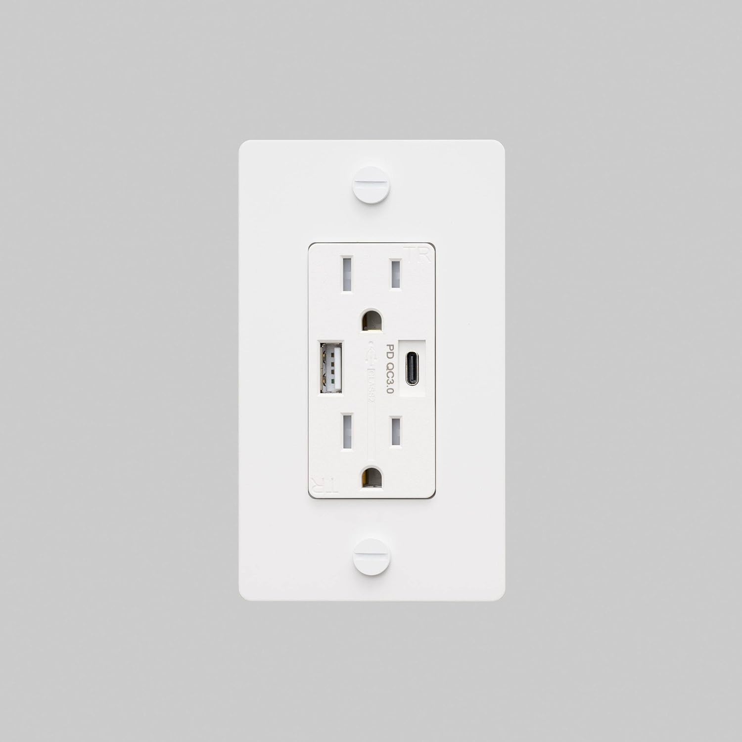 Buster and Punch 1G Duplex Outlet USB A + C Cross Without Logo in White