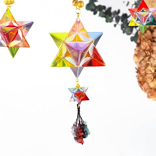 Miniatura 4 de Merkaba - Juego de 4 moldes de resina de cristal, moldes hexagonales de energía curativa para chakras, dijes hexagonales de resina para decoración