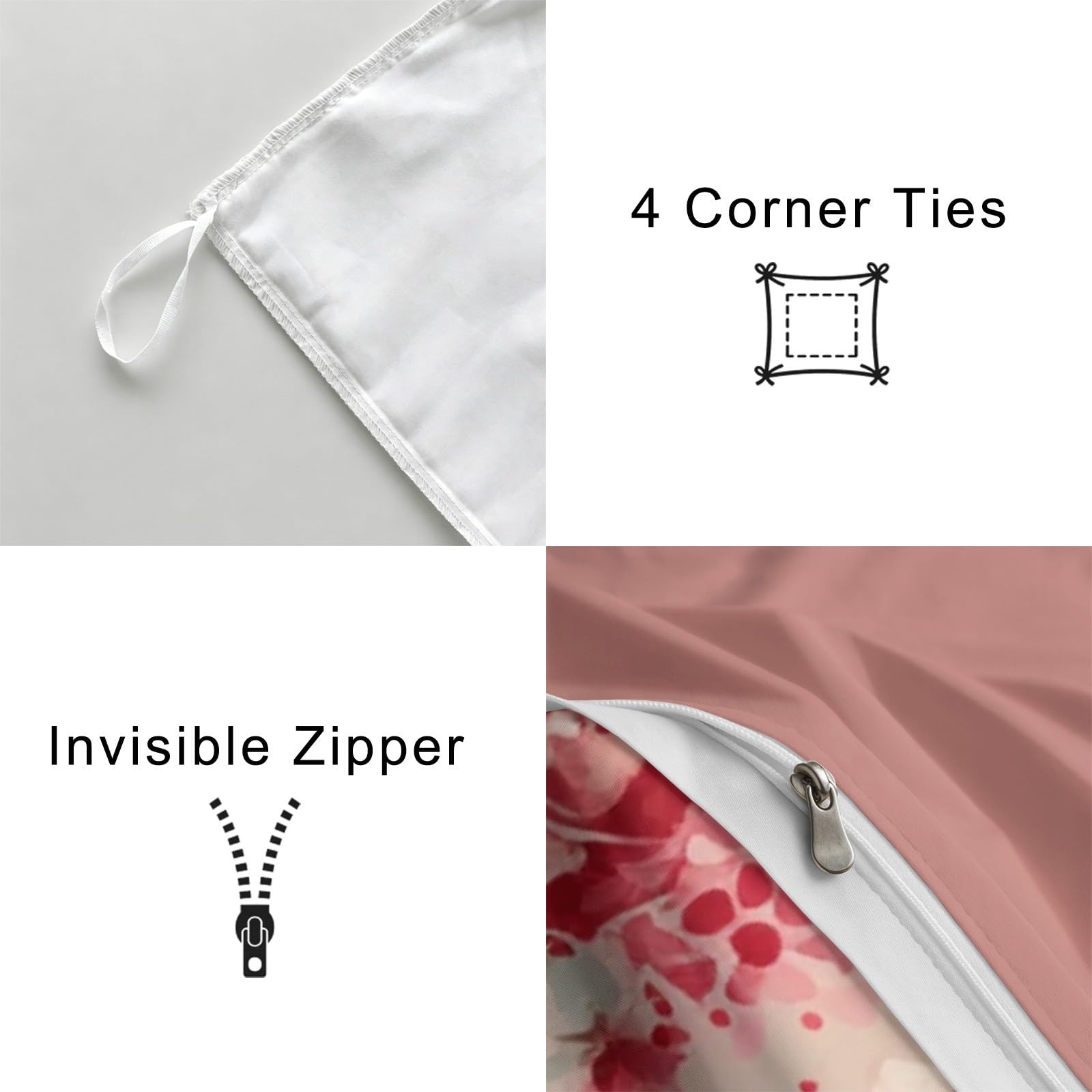 Biancheria da letto vintage elegante, 200 x 200 cm, romantica, morbida, classica, di lusso, con motivo floreale e rose, in microfibra, con chiusura lampo, include 1 copripiumino e 2 federe, per