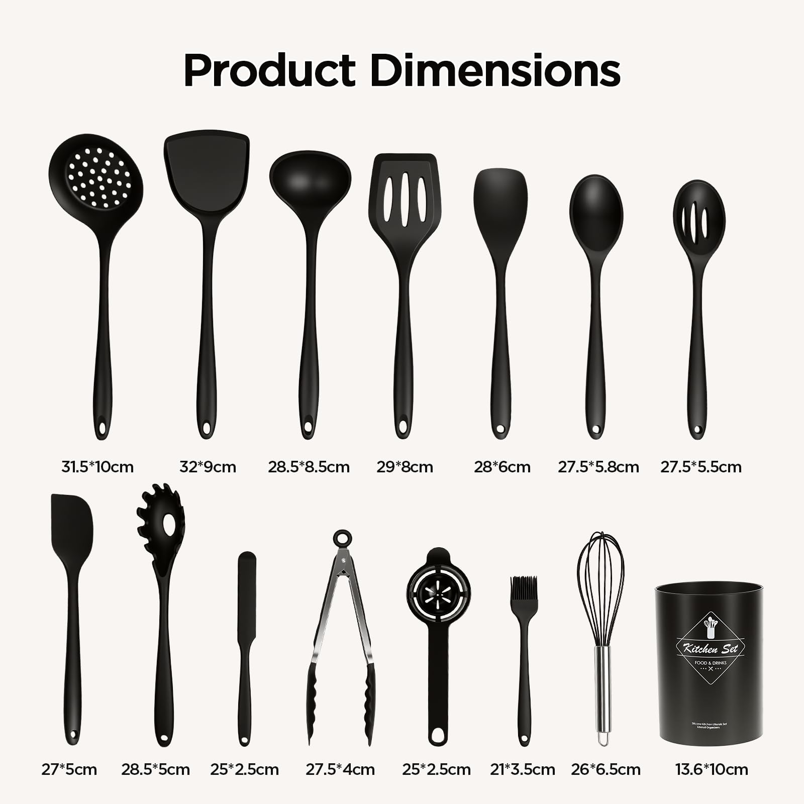 AiQInu 15 Pezzi Set utensili Cucina Silicone, Set Utensili Cucina in Silicone Alimentare & Acciaio Inossidabile con Secchio di Rangement, Resistenti al Calore e Antiaderenti Set Mestoli